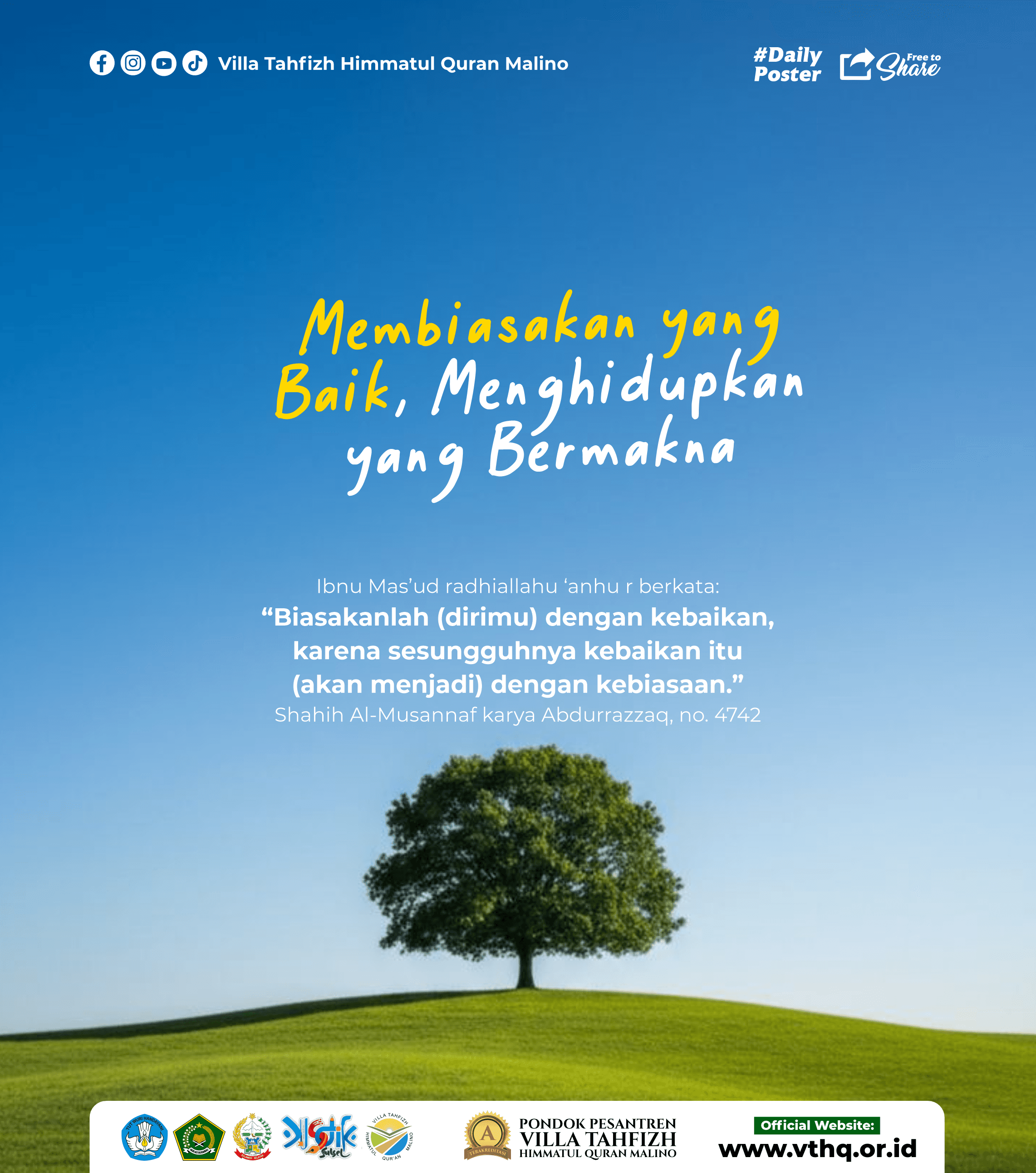 daily hadits-kebaikan menjadi kebiasaan